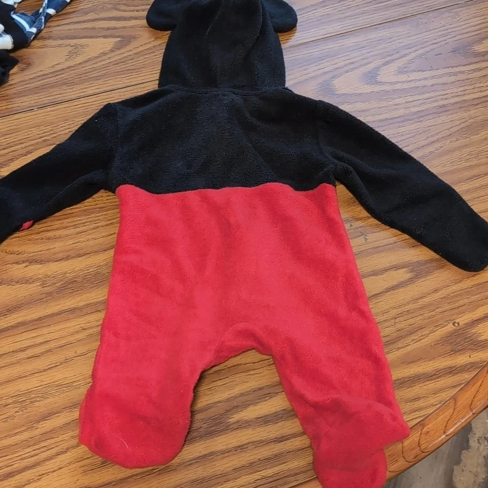 Disney Baby Mickey Mouse Hooded Zip Up Footie Suit Unisex Size 0-3 Months